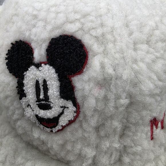 Disney Mickey Mouse Hat Cap Snap Back Kids XS/S Sherpa Faux Fur Ear Flap White - Picture 7 of 16